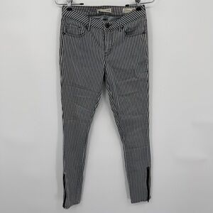 Bullhead Ankle Skinniest Striped Black & Gray Women’s Mid Rise Skinny Jeans